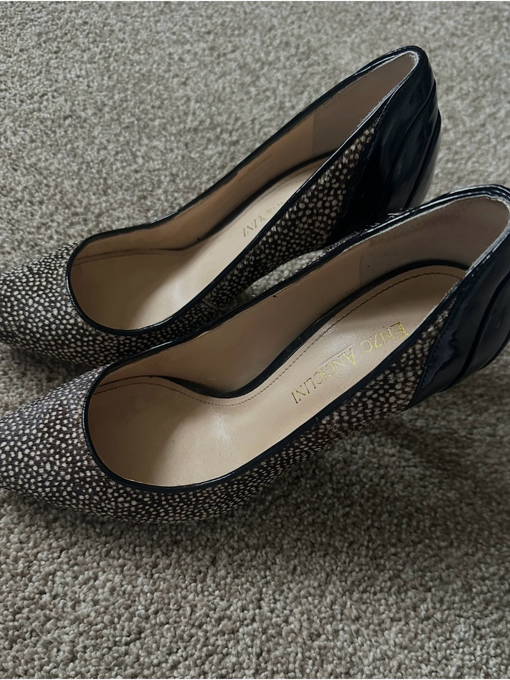 Enzo Angiolini Black and Brown Speckled Pump